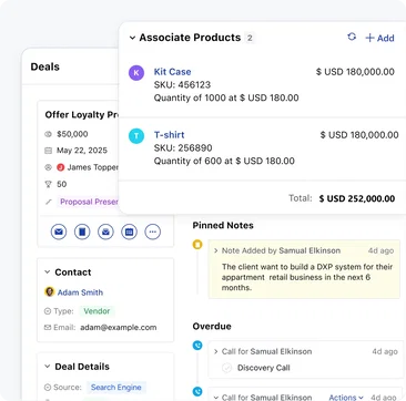 Associate one or multiple products with a deal