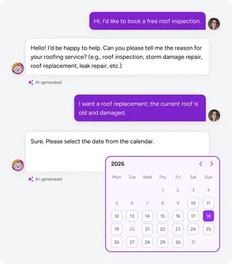 Book roofing inspections automatically - day or night
