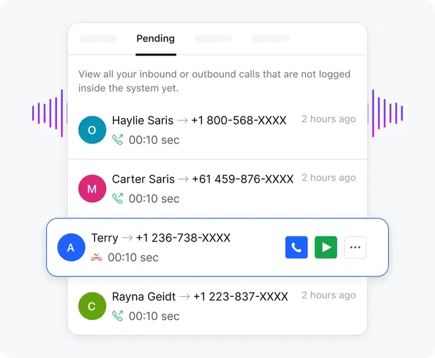 Call recordings for practical coaching sessions