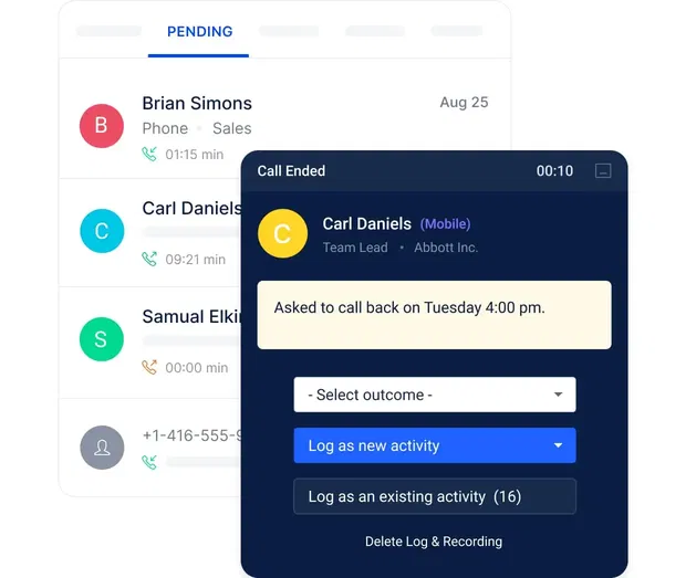 Capture every detail with call logging and notes