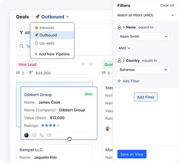 Chill, Managing leads and deals is easy.
