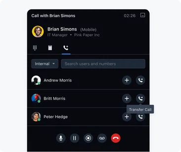 Collaborate easily with your team using call transfer
