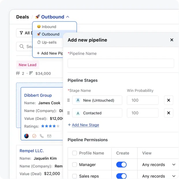 Create and customize multiple sales pipelines flawlessly