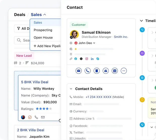 Create and customize unlimited deals & pipelines