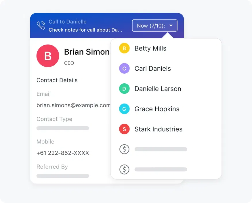 Dial directly from the CRM