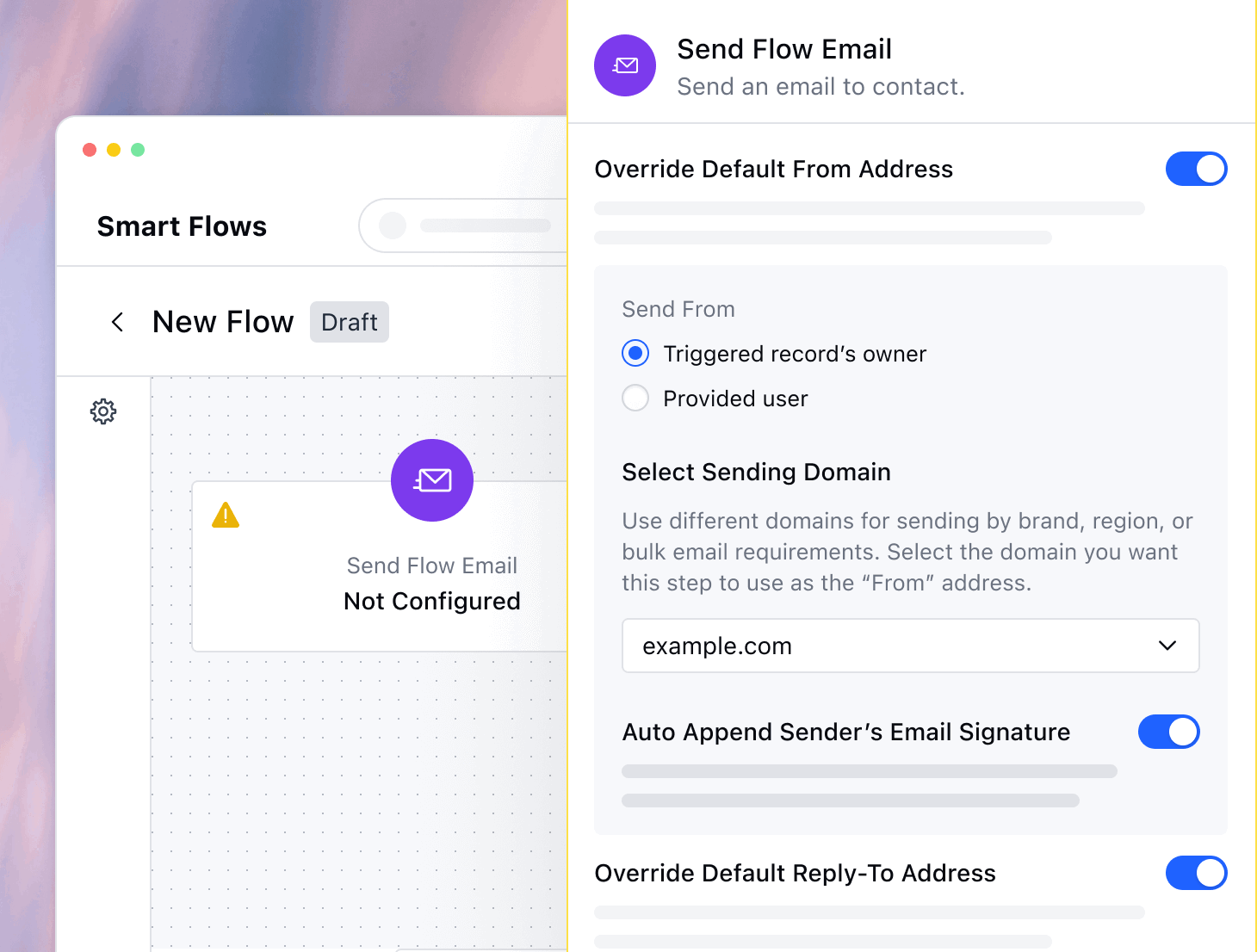 Domain selection for Send Flow Email