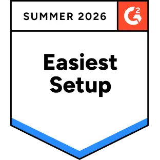 G2 Summer 2026 Easiest Setup award for Salesmate