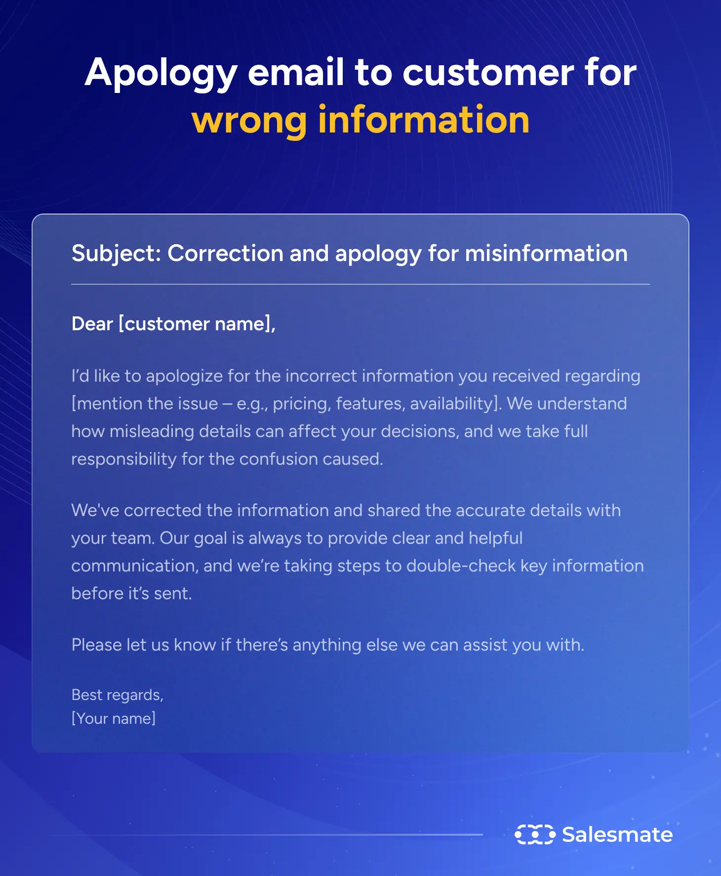 Apology email template for wrong information