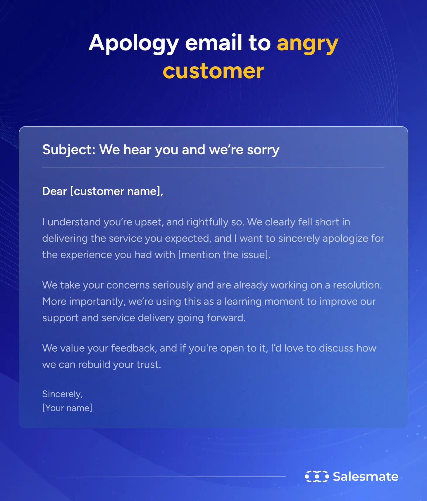 Apology email template for angry customer