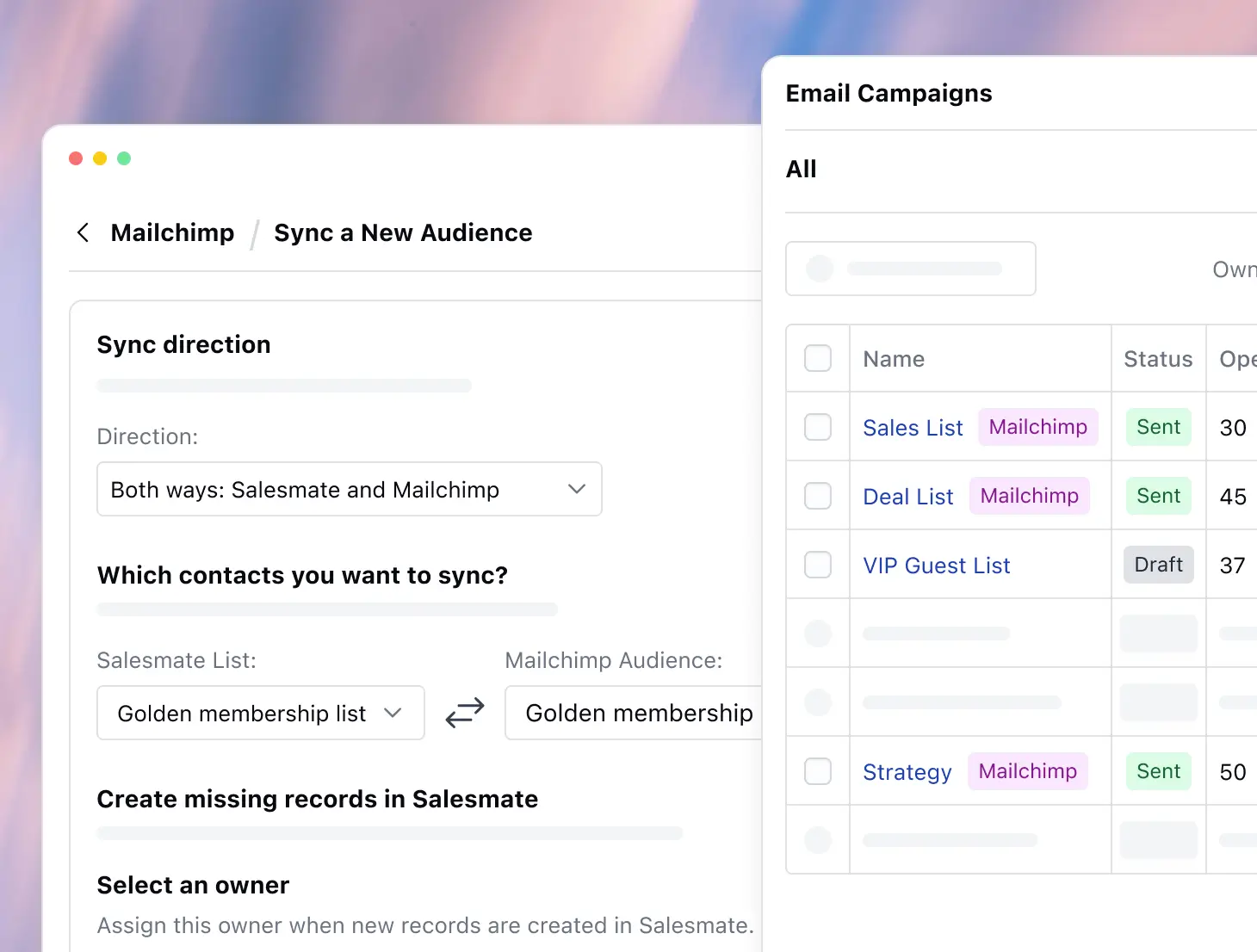Mailchimp integration for email campaigns