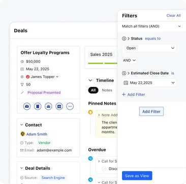 Organize and filter deals for smooth flow