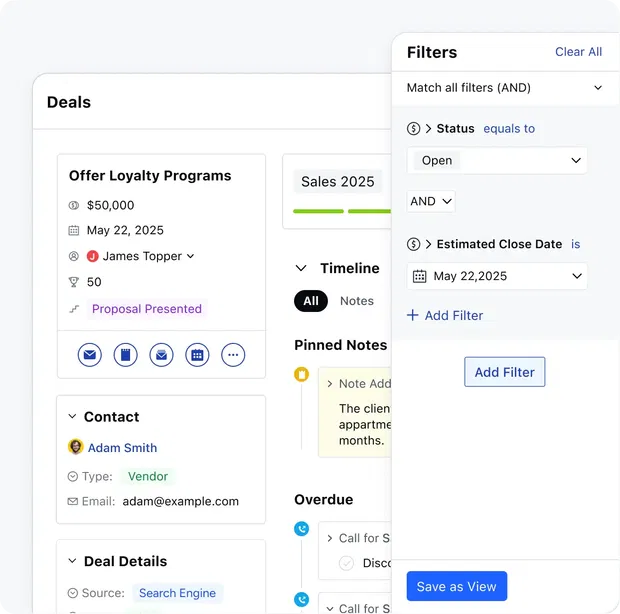 Organize and filter deals for smooth flow