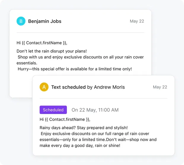 Reach your leads at the right time with scheduled texts