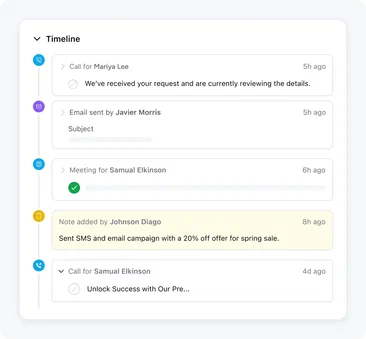 Sales timeline for easy tracking