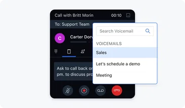 Save and drop pre-recorded voicemails
