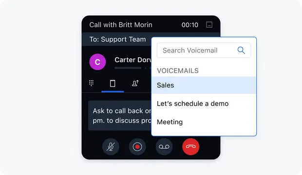 Save and drop pre-recorded voicemails