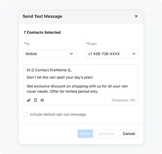 Share important updates with built-in text messaging