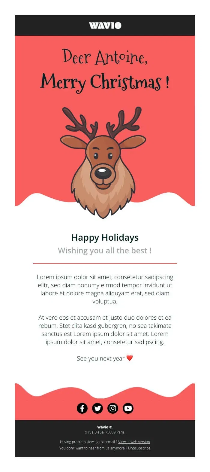 Humorous personalized Christmas greeting email