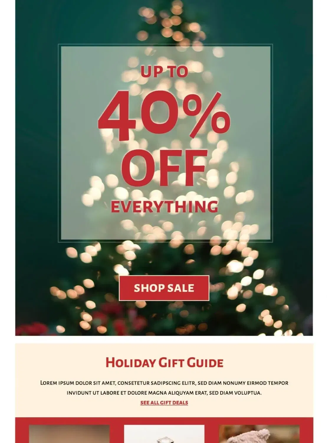 Discount-first holiday promotion email