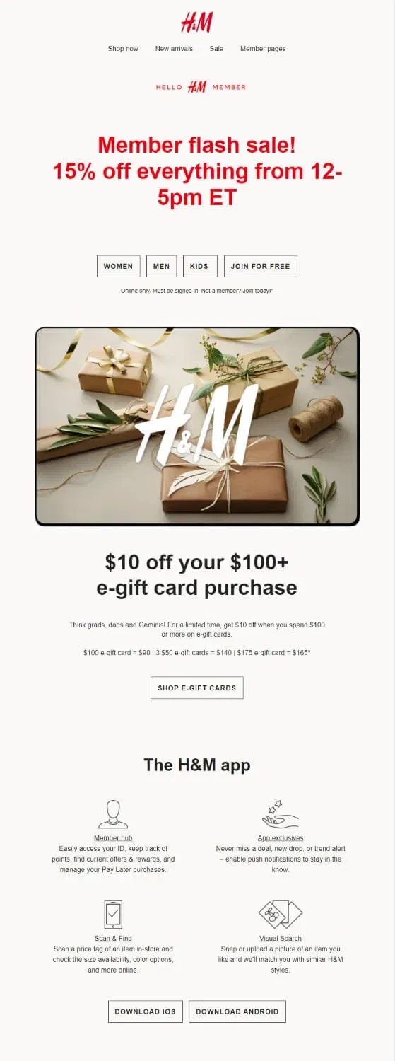 Brand nails gift messaging email 