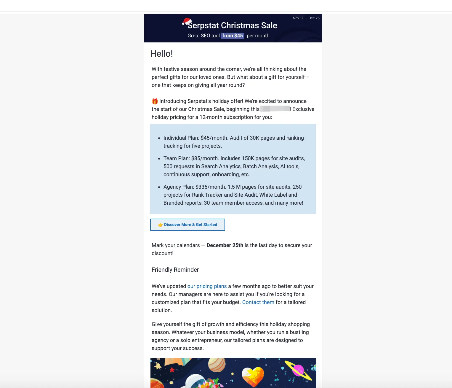 Post-holiday offer example