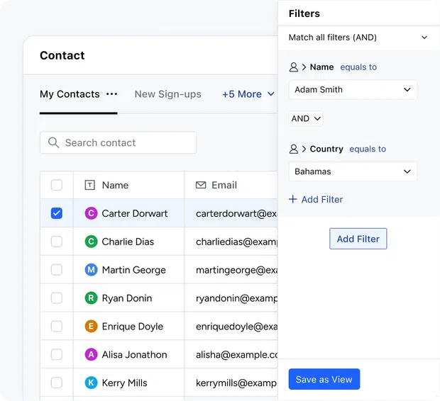 Track, manage and segment contacts