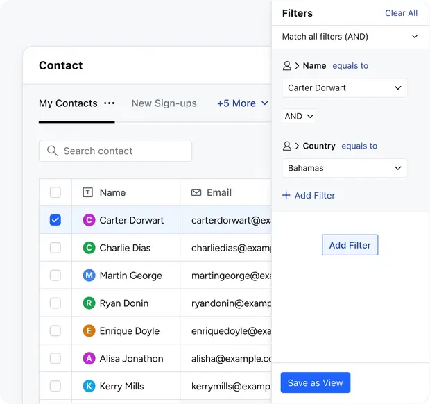 Track, manage and segment contacts
