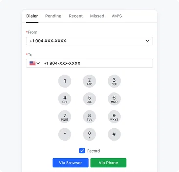 Use single-click and virtual dialer on web or mobile