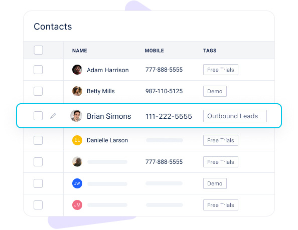 Manage leads and contacts
