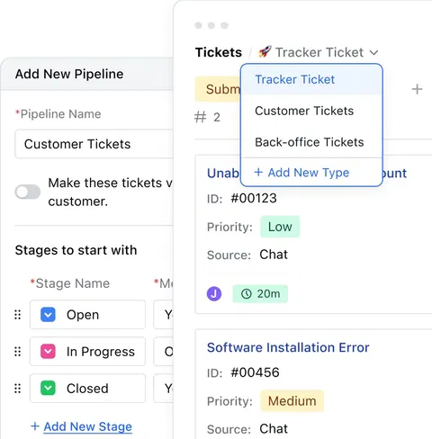 Manage customer or back-office tickets easily Manage customer or back-office tickets easily