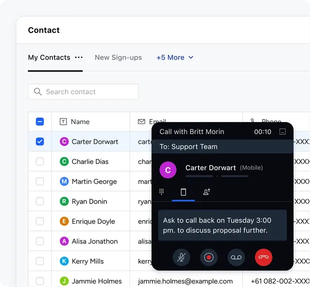 Make calls right from your CRM Make calls right from your CRM