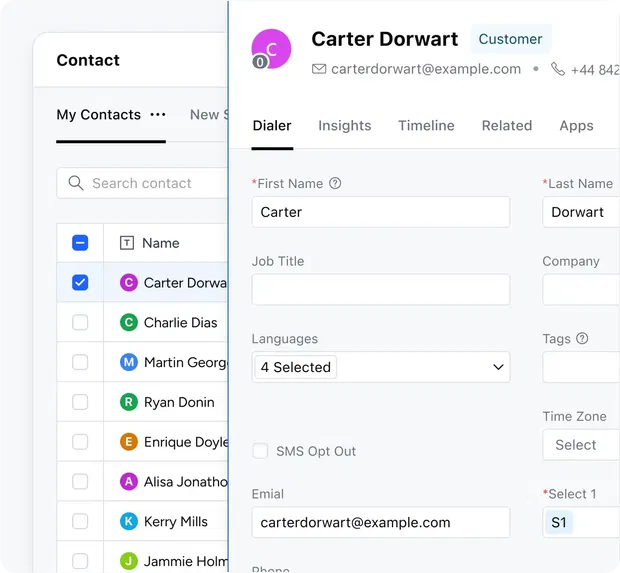 Manage contacts from a single page Manage contacts from a single page
