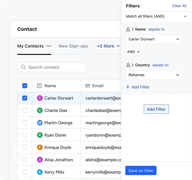 Track, manage and segment contacts Track, manage and segment contacts